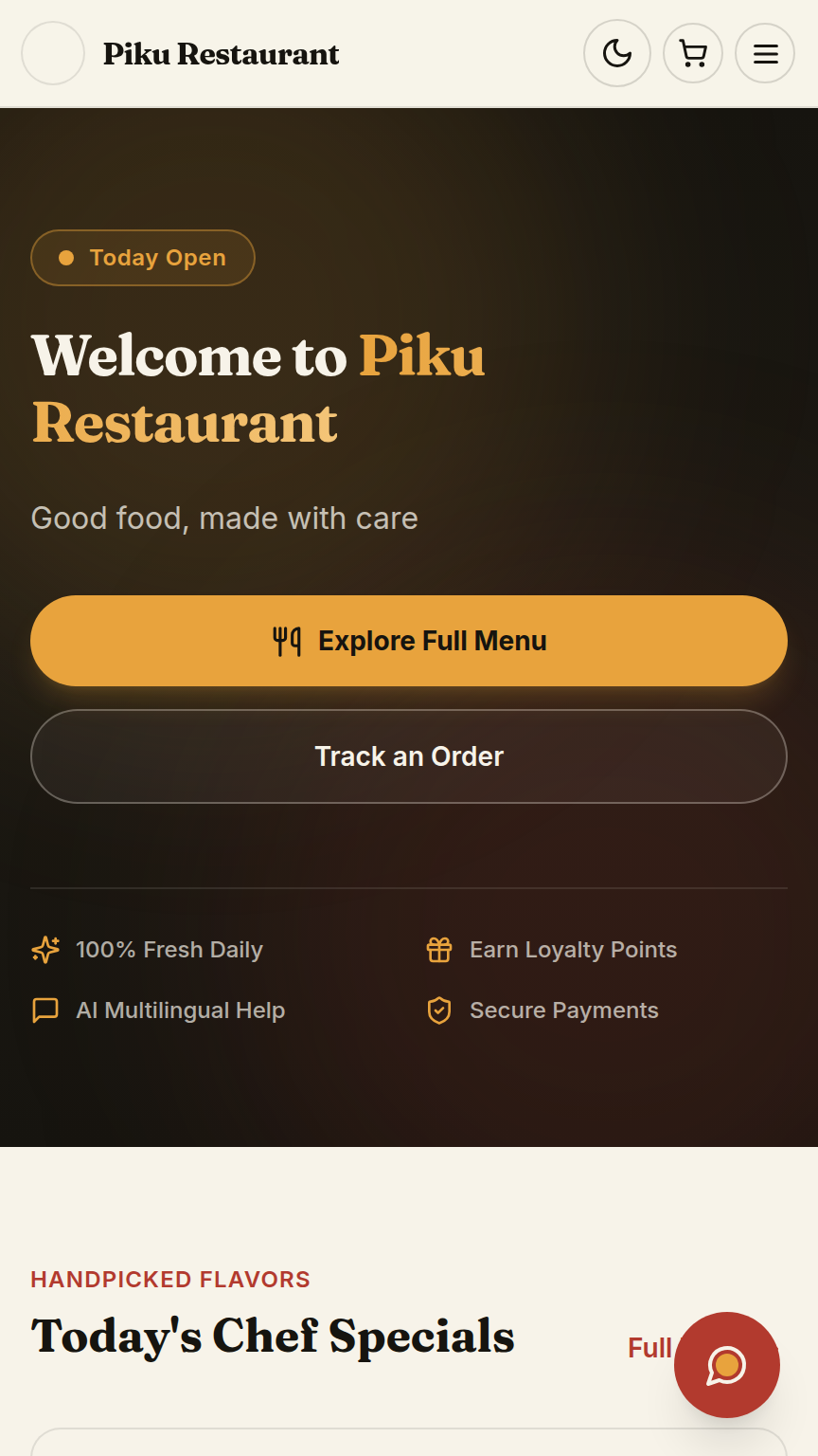 Restaurant — Full-Featured Restaurant Ordering Website - Screenshot 1